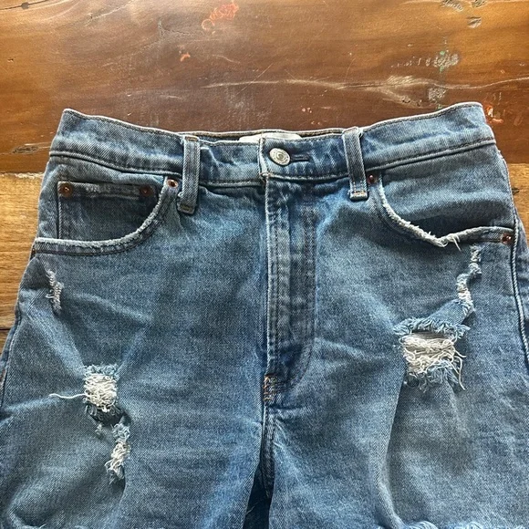 Abercrombie & Fitch Distressed Blue Denim Cutoff Shorts - Picture 3 of 6